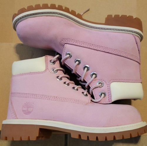 Sz 13 Timberland Girls Pink Combat Boots Lace Up Waterproof EUC! - Picture 1 of 12