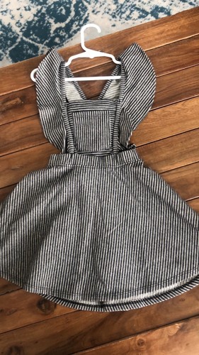 sz 4T Art Class overall ruffle dress striped EUC