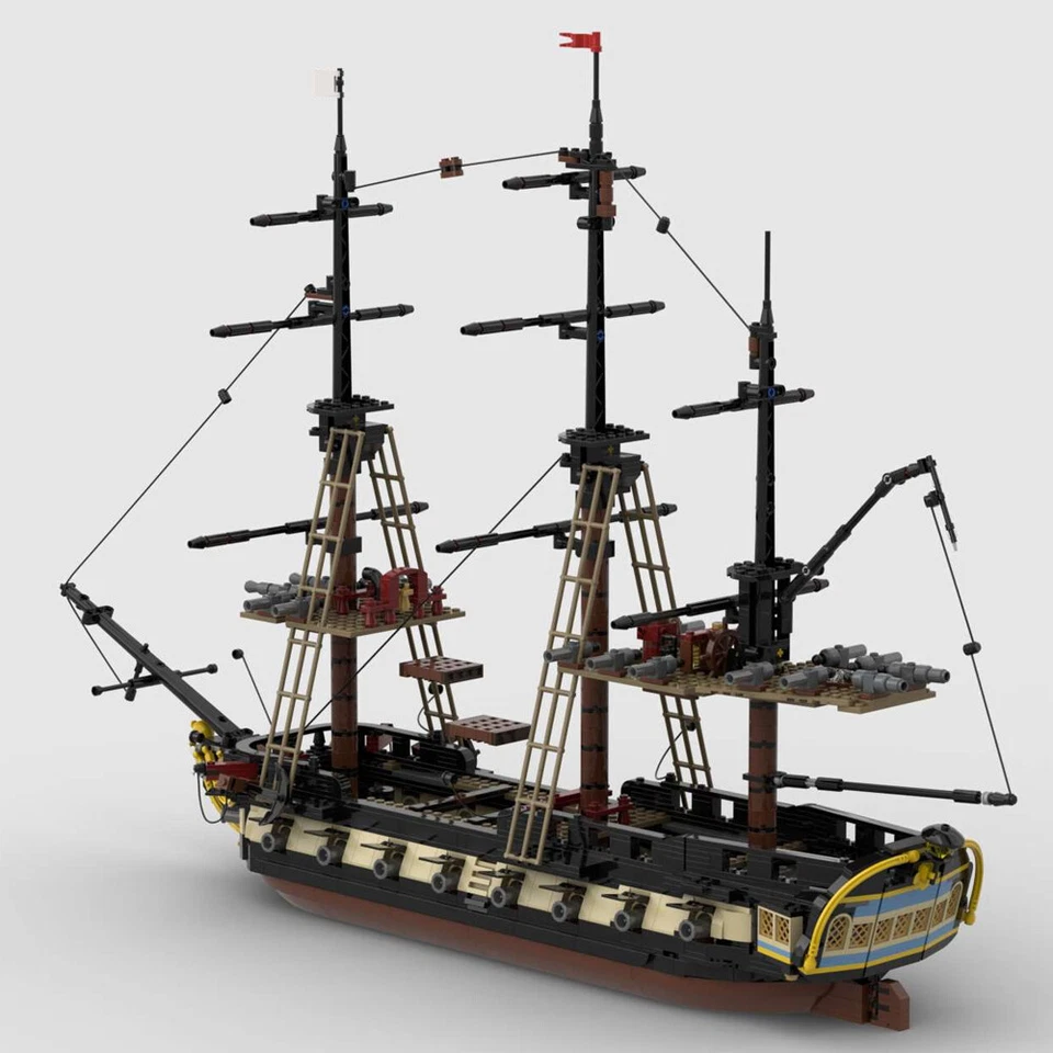 Custom MOC 5th Rate Frigate Heavy Frigate with Gun Deck and Interior 1901 Bricks - Image 3 of 4