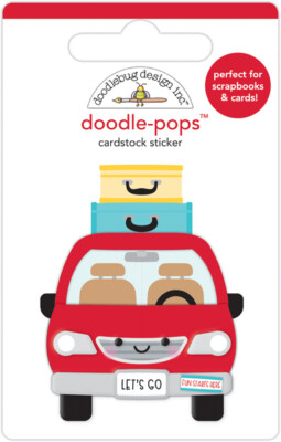 Doodlebug Stickers Doodle-Pop 3D Are We There Yet? Car Luggage Smile Let's Go