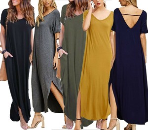short sleeve maxi dress with pockets