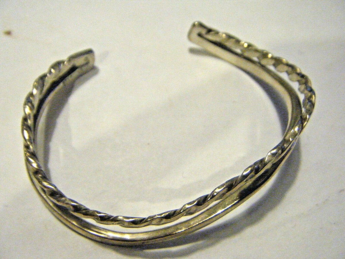 Vintage 1970s Modern Twisted Wavy Studio Cuff Bracelet Sterling