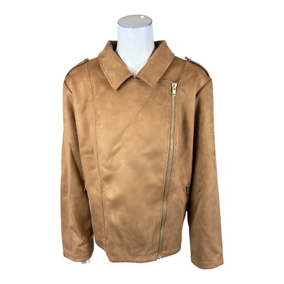 Candace Cameron Bure Women's Faux Suede Moto Jacket Desert Ochre 3X Plus  Size