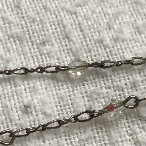 Collana Vintage Argento Sterling Cristallo Perline Croce Stile Rosario 24" - Foto 7 di 7