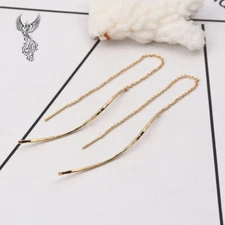 Gold Plated S-Shape Threader Earrings    #623