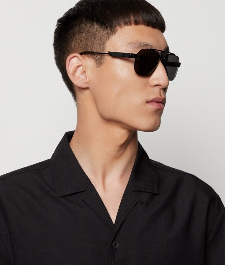 D&G Men AUTHENTIC Sunglasses Black Grey Pilot Metal DG2294  display picture 2