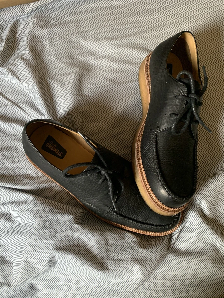 CLARKS SHOES BECKERY FIELD BLACK LEATHER