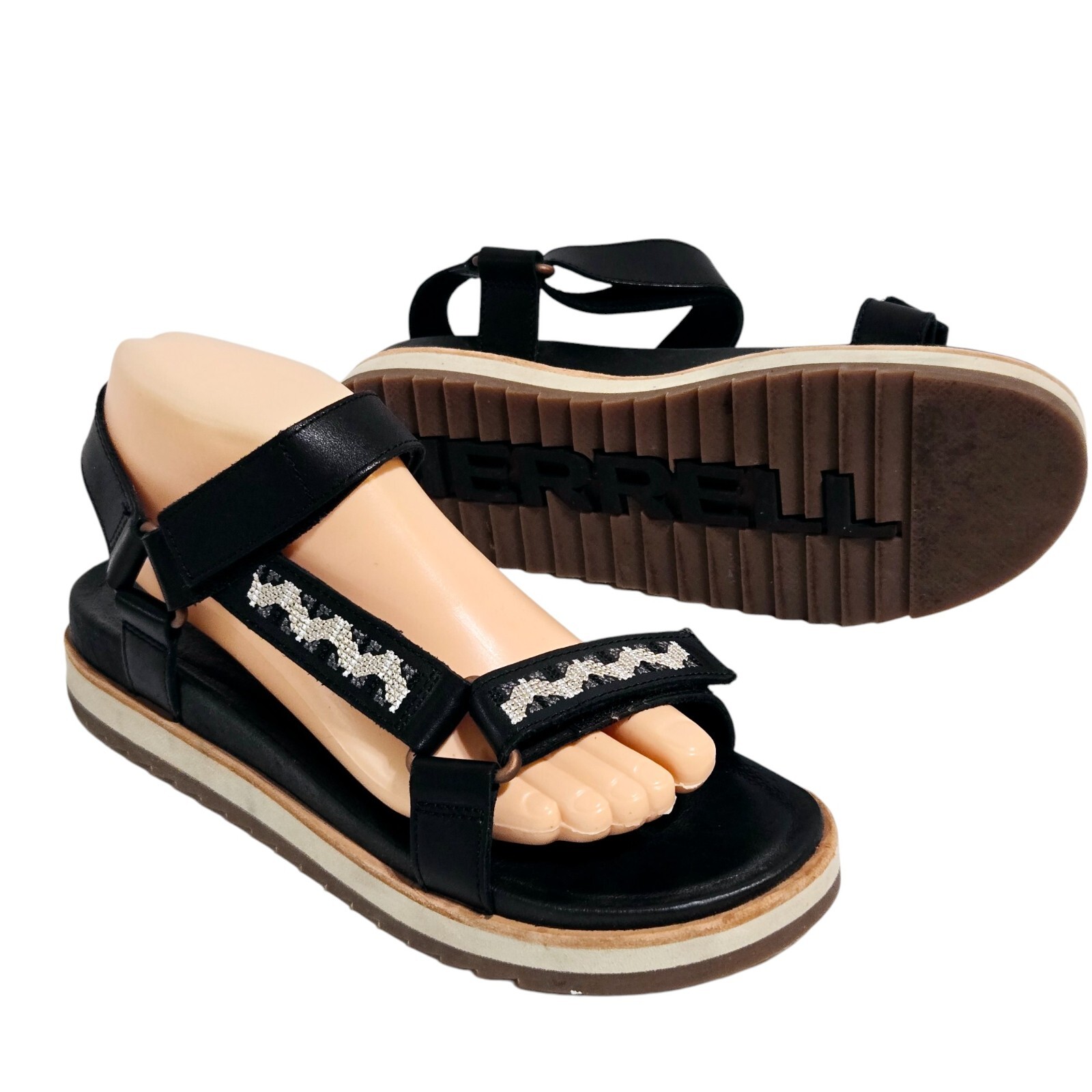Sandali Merrell donna taglia 8 39 Juno cinturino regolabile pelle nera sud ovest