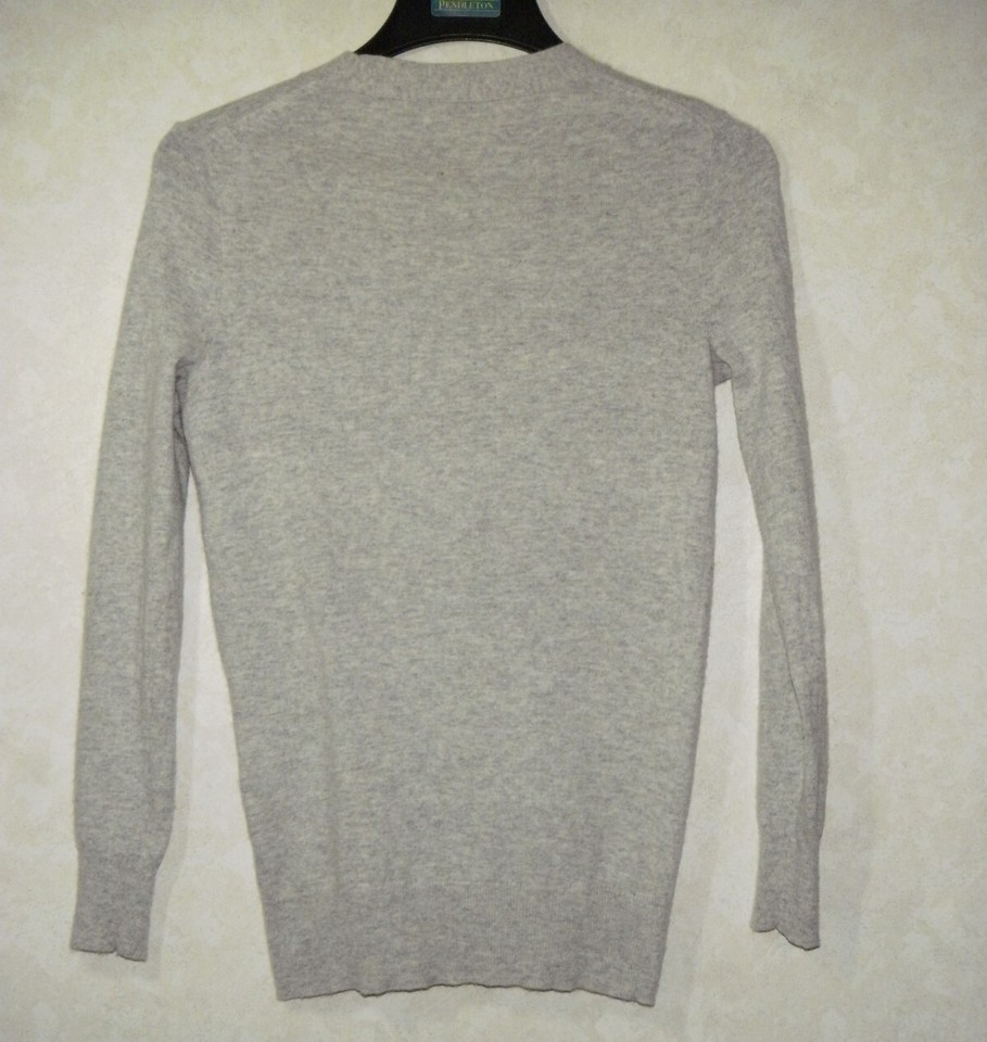 J Crew Cardigan Sweater Women XXS Gray Wool Blend VNeck Long Sleeve