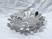 VINTAGE FRUIT BOWL STAINLESS STEEL FLOWER / LEAF DESIGN BY MONIKA MOLDER