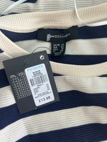 ATMOSPHERE Dress Size Medium 14 Navy & Cream Striped Womens NEW EU42 RRP £13 - Picture 12 of 15
