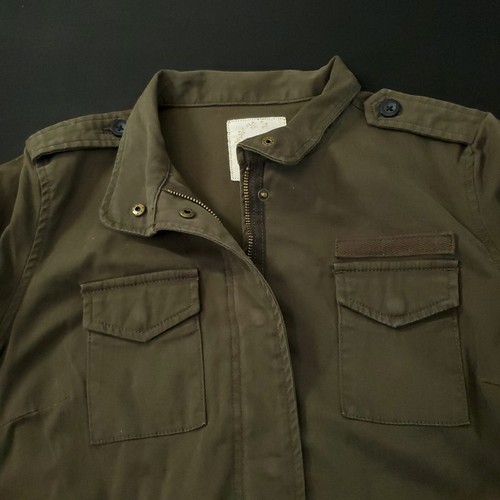 Izod Full Zip Jacket Womens Medium Military Green Combat Drawstring Pockets Top - Picture 9 of 16