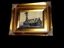 Original Bluebonnet Landscape Abandoned Barn Wind Will Gold Ornate Frame Vintage