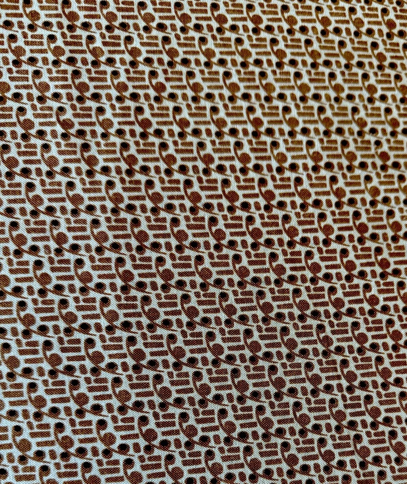 Tela de algodón texturizada festoneada punteada W43x6,8 yardas negro marrón y blanco Foto 3 de 4