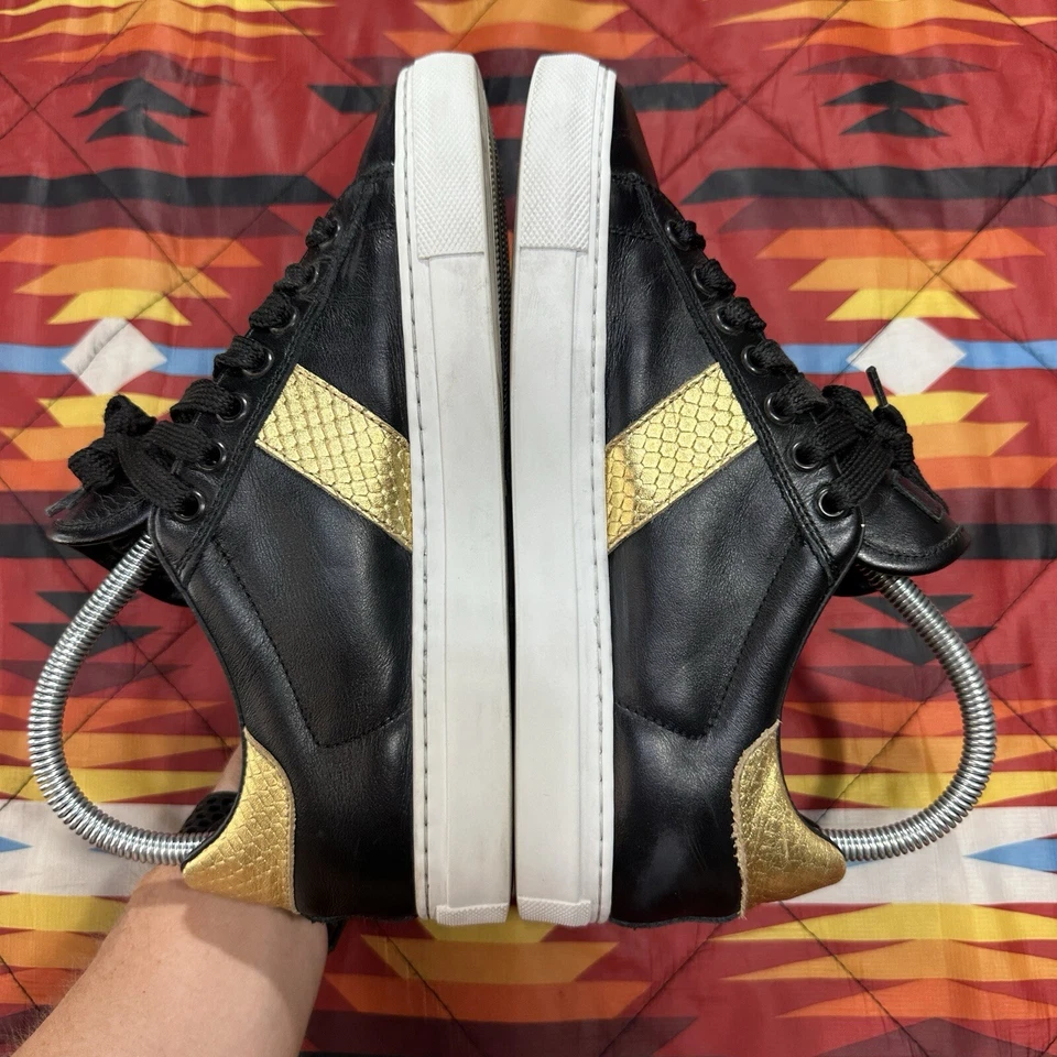 Roberto Cavalli Black Gold Sneakers Shoes Womens Size 5.5 US 36 EU Made In Italy - Image 3 of 4