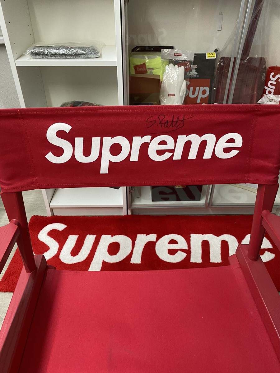 Supreme Red Directors Chair USED SIGNED BY SUPREME PATTY | eBay