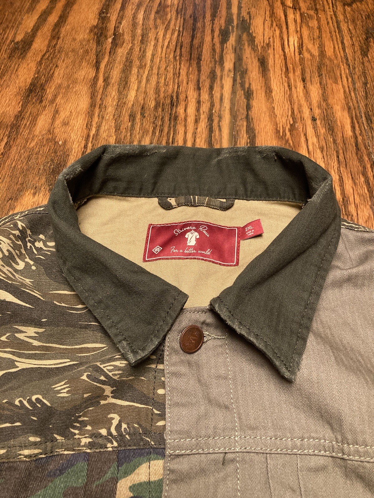 STRIVERS ROW Patchwork Denim Canvas Jacket Biker … - image 5