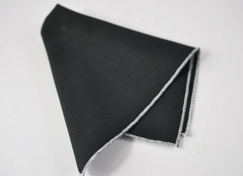 Men Black + White 100% Cotton Formal pocket square Handky Handkerchiefs - Picture 7 of 13