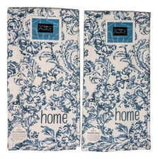 Set of 2 BOHEMIAN BLUE Floral HOME Terry Kitchen Towels by Kay Dee Designs