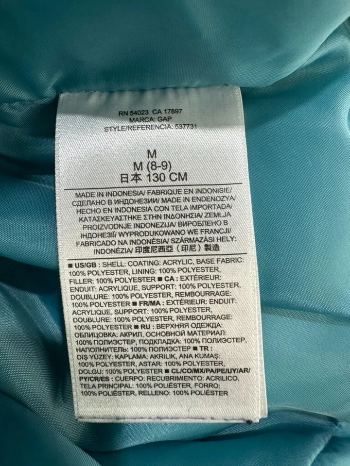 Gap Kids пуховик жилет девочек средний 8 Aqua бирюзовый куртка лыж открытый Coldgear - Изображение 4 из 4