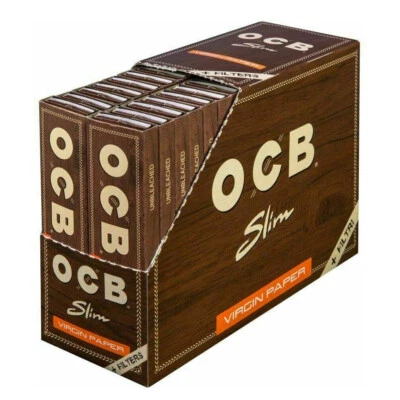 OCB Virgin Paper Connoisseur with tips King Size Slim Unbleached Rolling Papers