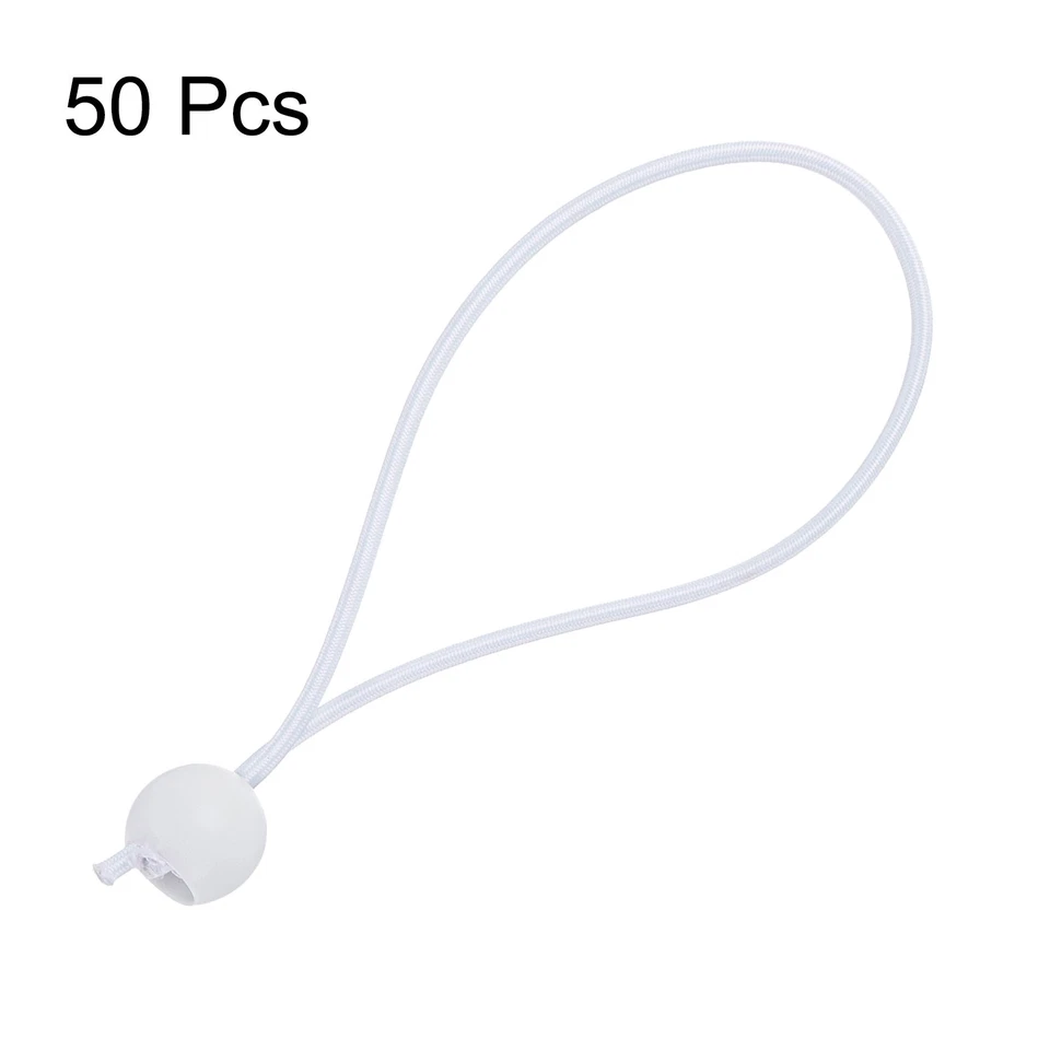 50 piezas de cuerdas elásticas de bola de 8" de alta resistencia bolas elásticas para sostener tienda blancas Foto 3 de 4