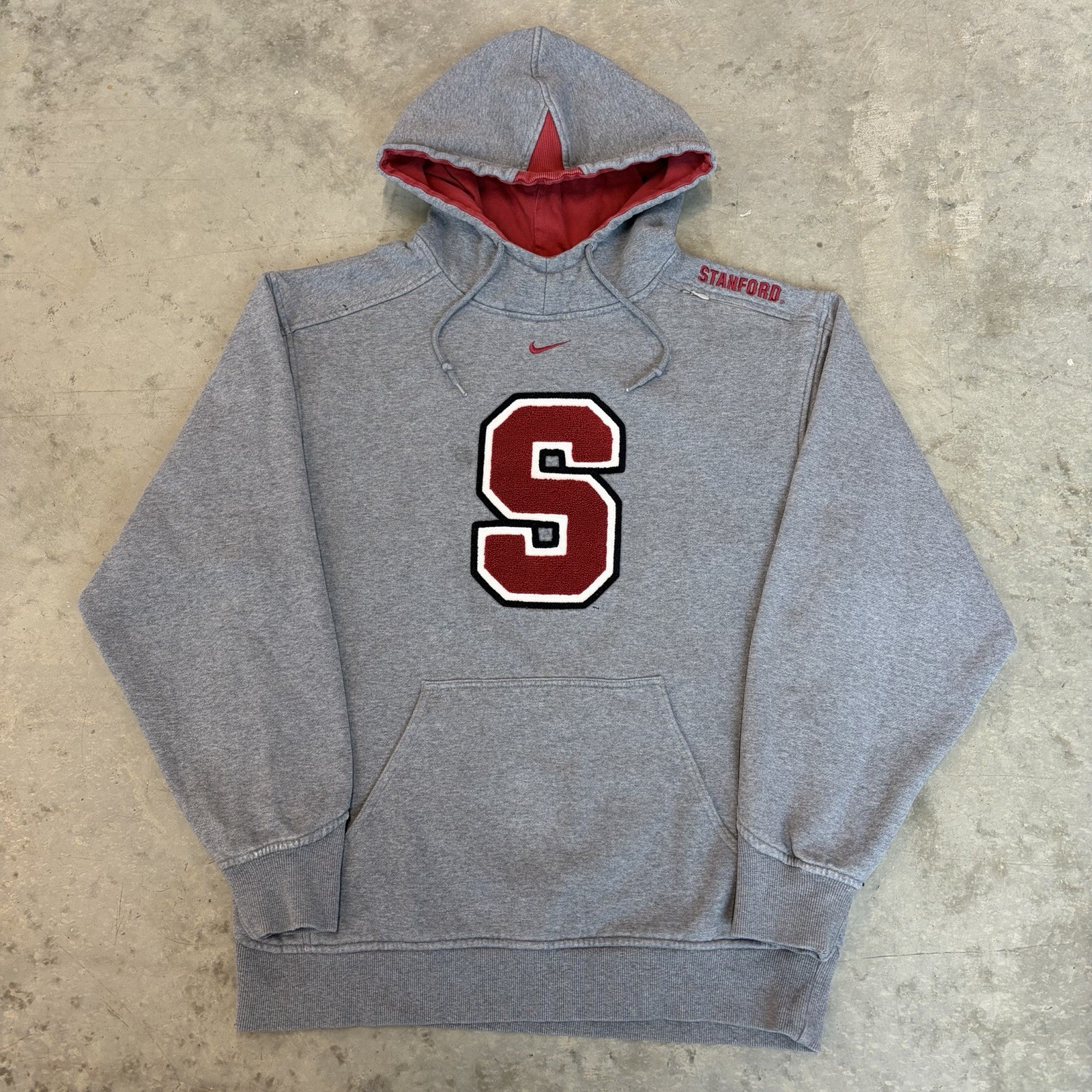Vintage Nike Stanford Cardinals Center Swoosh Hoodie Pullover Gray Size Small