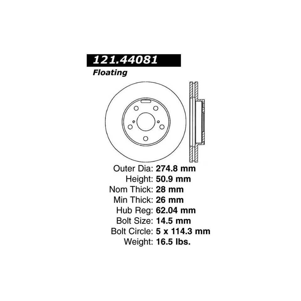 Conjunto de pastilhas de freio a disco dianteiro C-Tek rotor de freio a disco 3 peças para 1992-1998 Lexus SC300 - Imagem 2 de 4