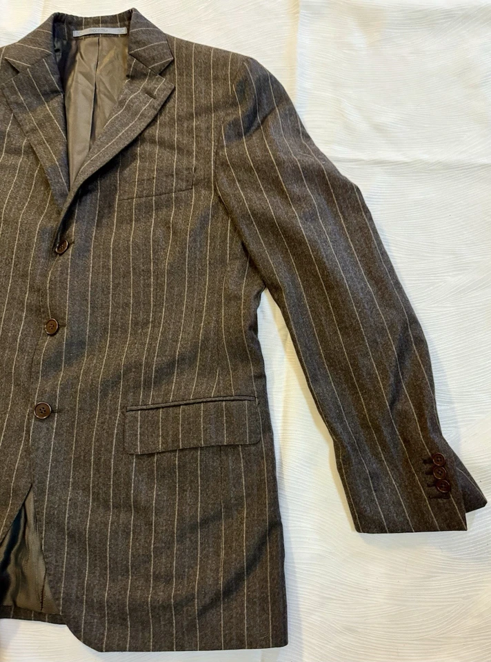 Cantarelli Made in Italy 100% Wool Pinstripe Blazer 2-Button Gray Jacket 40R EUC - Image 2 of 4