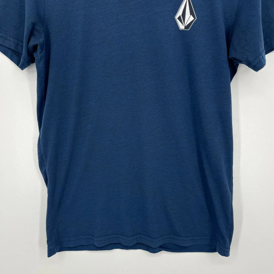 Volcom T-Shirt Adult Size M Blue Short Sleeve Crew Neck Stone Logo Cotton Blend - Image 3 of 4