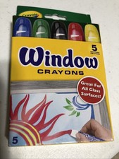 Window Crayons, Washable, 5/ST, Assorted-NEW SEALED BOX