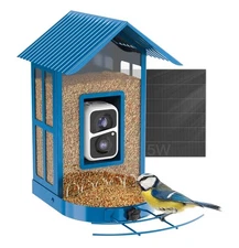Soliom- Bird Feeder with Camera, 5W Solar Powered, AI Identify Species BLUE 🐦🐦