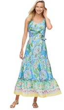 Talbots Voile Pastel Paisley Belted Midi Sleeveless Dress Womens Size 2 Easter