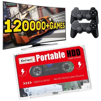 2TB Gaming HDD with 120,000 Games & Dual Controllers - Fast USB 3.0 Included