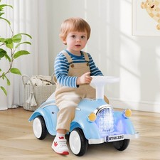Kids Ride on Push Car w/ Steering Wheel, Horn  Light, Under Seat Storage