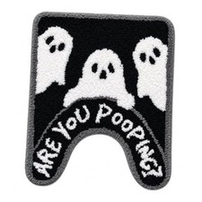 Halloween Bathroom Rug, Fun U-Shaped Toilet Rug Black Ghost