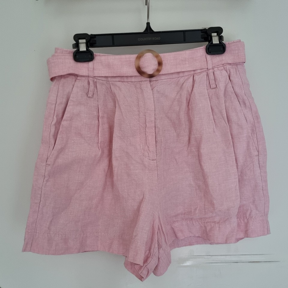 Country Road Sz 10 100% Linen Pink Tailored Suit Shorts
