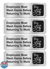 Faittoo Employees Must Wash Hands Before Returning to Work Sign, 4 Pack Rus
