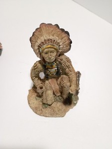 Vintage Native American Chief Resin 4" Sculpture Figurine