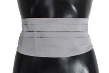 Dolce&Gabbana Men Gray Waist Belt 100% Silk Stretch Hook Clip Cummerbund IT 48