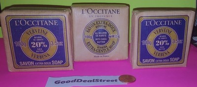 3pc L'Occitane  Shea Butter Extra-Gentle Original Verbena Veg. Soap 3.5oz/ 100gr