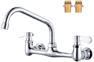 Grifo para Fregadero Industrial de 8'' con Montaje en Pared y Doble Manija
