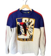 Polo Ralph Lauren Polo Ski Skier Graphic Wool Sweater Alpine Knit Size L Fits M
