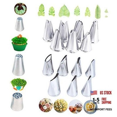 7 Pieces Large Piping Tips Set, 3Pieces Russian Grass Cream Tips DIY Decor