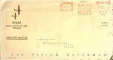Vintage 1938 KLM Royal Dutch Air Lines Printed Matter Cover Netherlands To USA