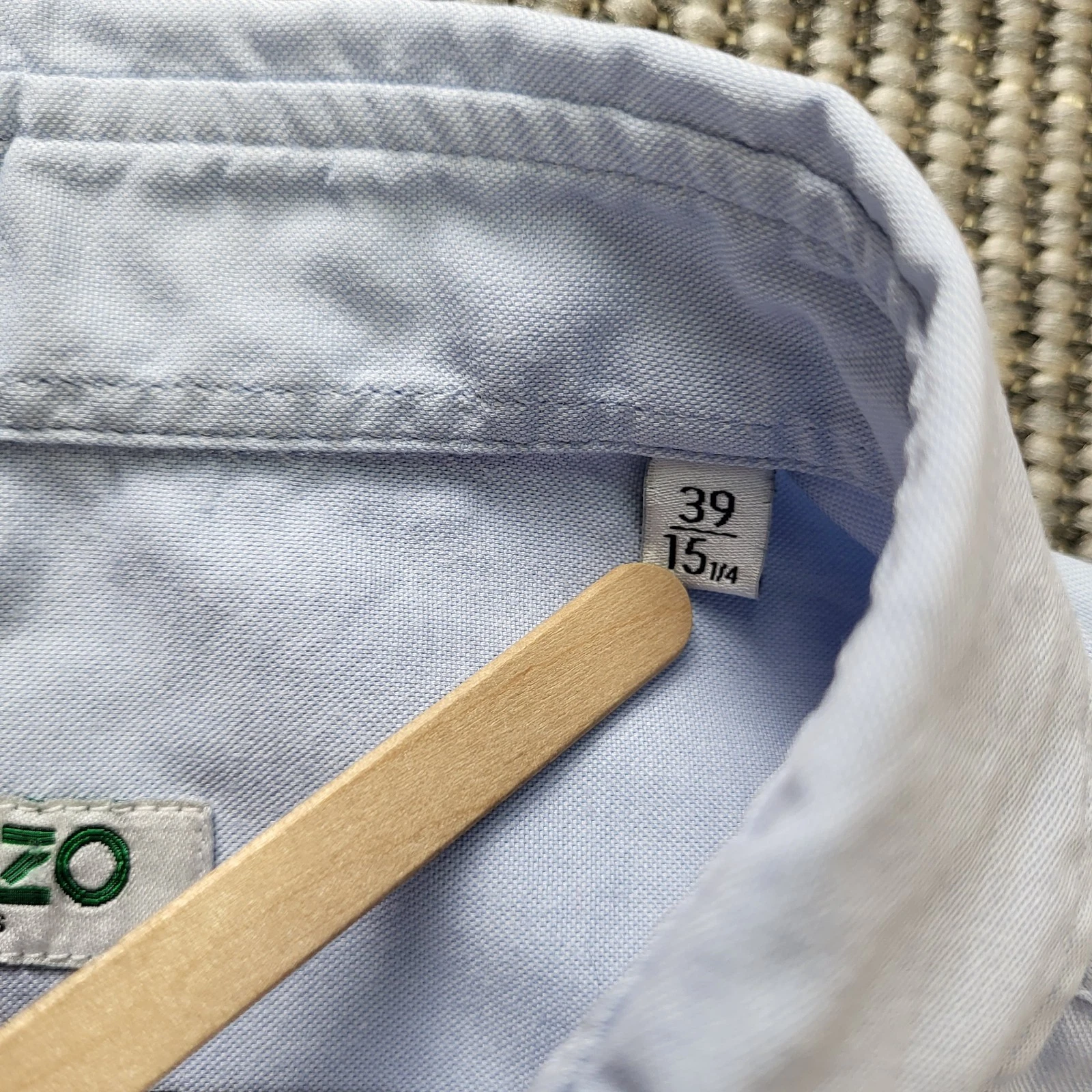 Kenzo Camicia Uomo 15 Blu Medio Cotone Occhi Logo Ricamato Slim Fit