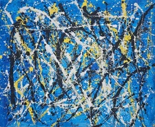 Pollock Signed Abstract Expressionist Oil Painting on Canvas - American Art