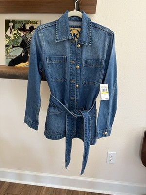 Michael Kors Ladies Belted Jean Jacket Size Petit Medium Gold Buttons NWT