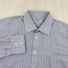 Charles Tyrwhitt Mens Slim Fit Long Sleeve Dress Shirt 16-34 Blue/Red Striped
