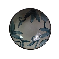 Set of 4 GOURMET EXPRESSIONS Casual Charm Ceramic Blue Vine on Gray Pasta Bowls 